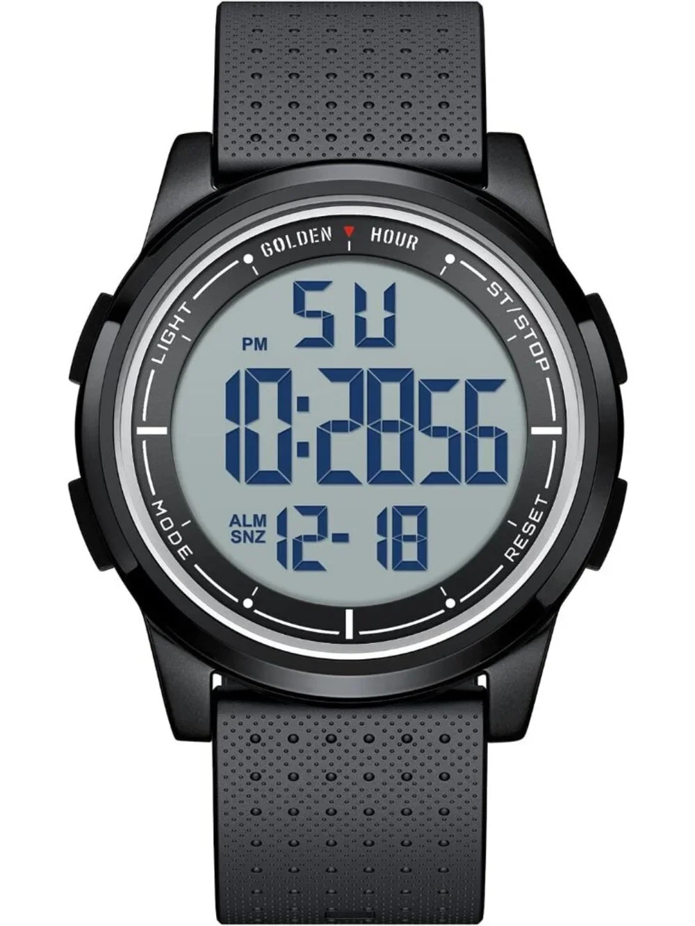 Men's Black Rubber Strap Ultra-Thin Minimalist Sports Waterproof Digital Watch
